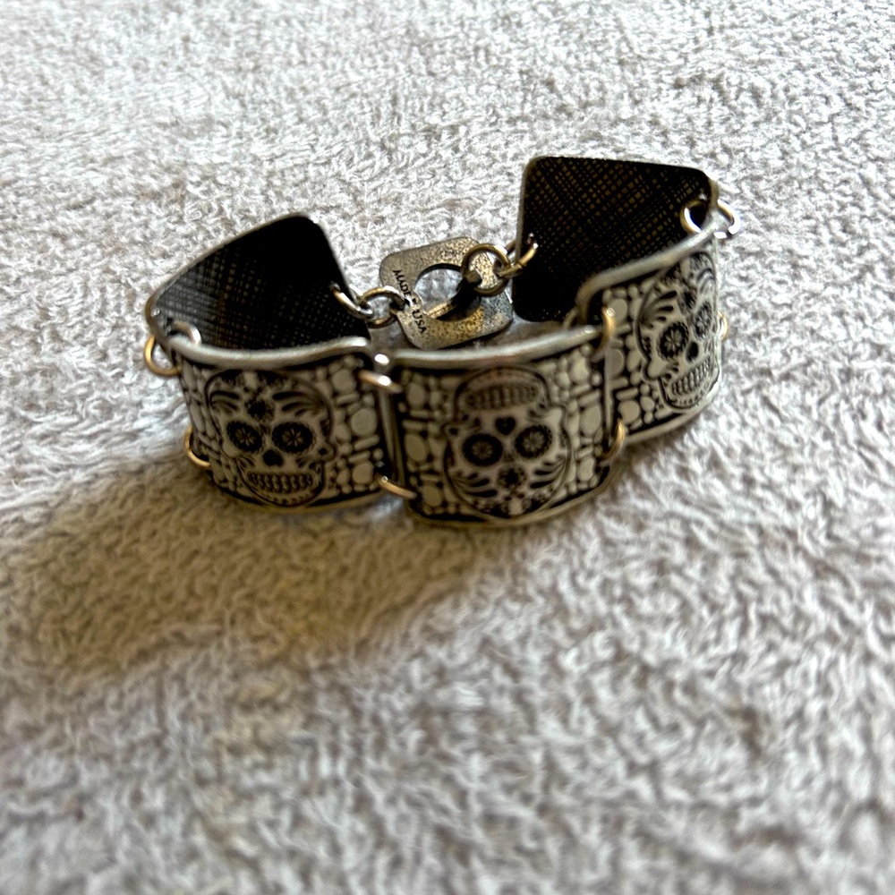 Diego Jones handmade semi-precious Britannium  day of the dead bracelet
